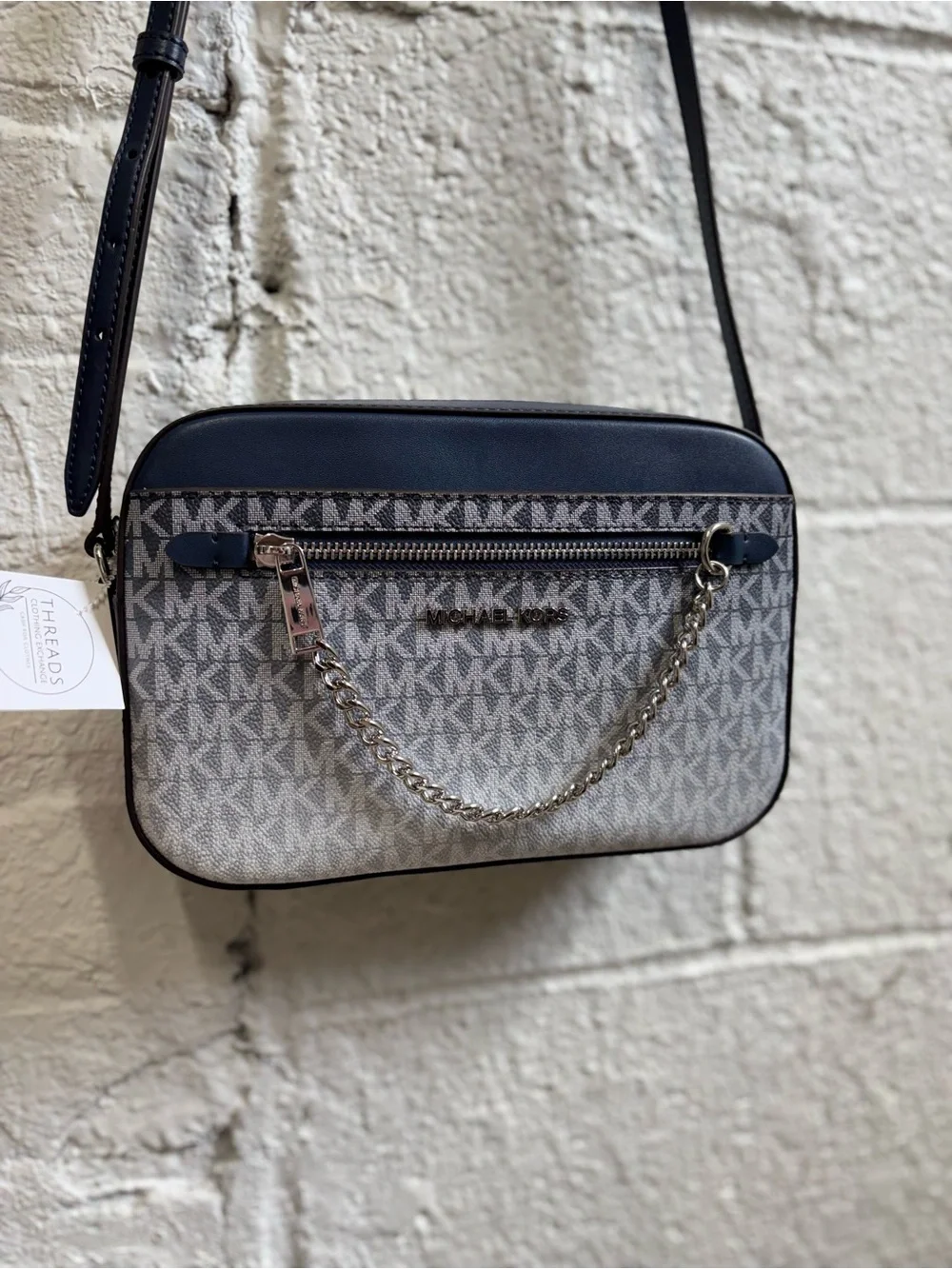 NWOT Michael Kors Blue Jet Set Large Ombré Signature Logo Crossbody Bag